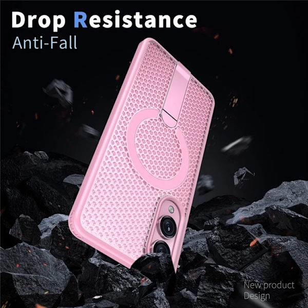 Mobilskal till Galaxy S25 Edge Magsafe Grid Texture Rosa