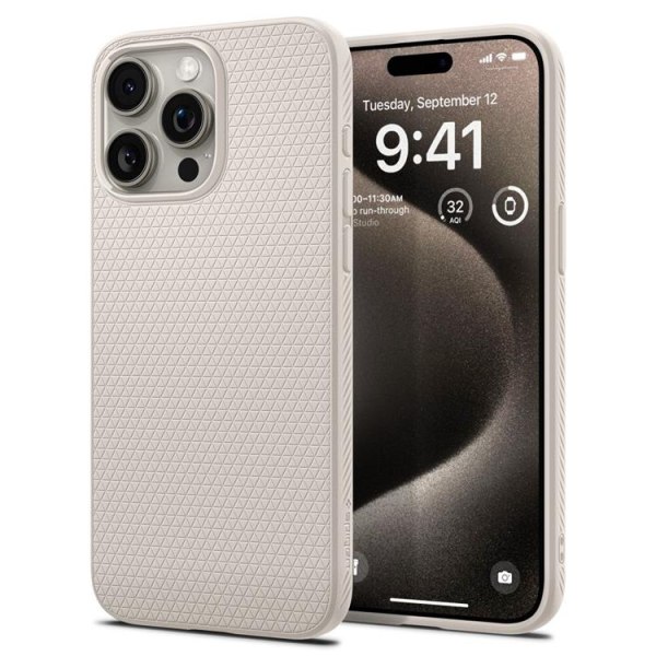 Spigen iPhone 15 Pro Max Mobilskal Liquid Air - Natural Titanium