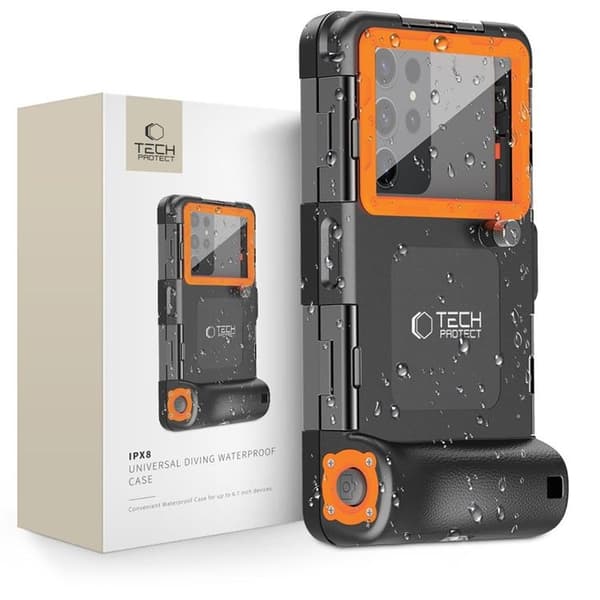 Tech-Protect Universal Vandtætte Mobiltasker Dykning - Sort/Orange Svart
