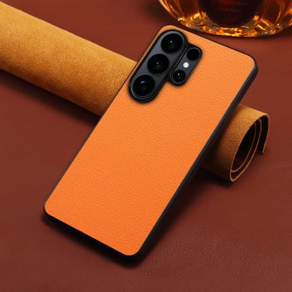 Mobilskal för Samsung Galaxy S26 Ultra Konstläder + PC + TPU - Orange