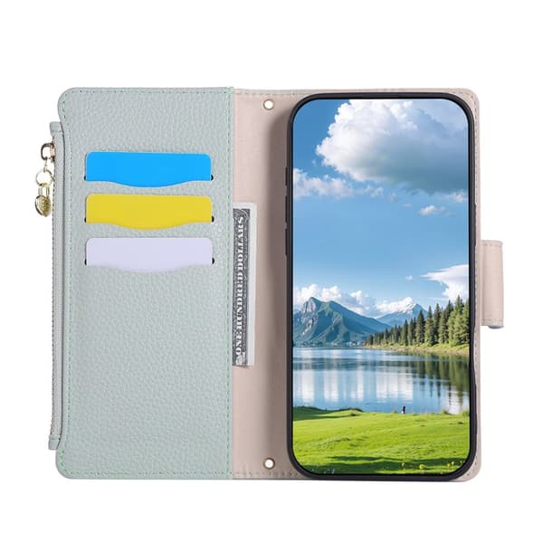 Plånboksfodral för Samsung Galaxy S26 Plus Konstläder med rem - Cyan