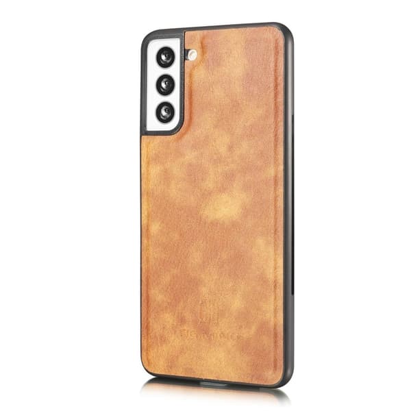 DG.MING Samsung Galaxy S21 4G/5G Plånboksfodral 2-i-1 Äkta läder Brun