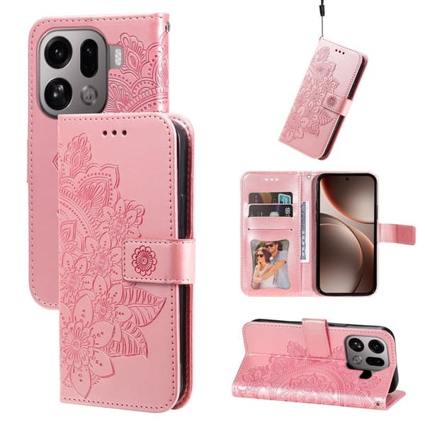 Oppo Find X9 Pro 5G Plånboksfodral Konstläder Ställ - Rosa
