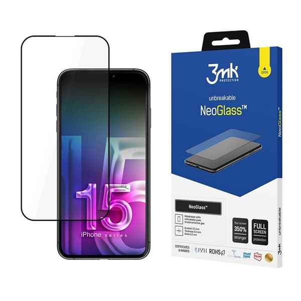 3MK iPhone 15 Plus HybridGlas Skärmskydd NeoGlass - Clear Transparent
