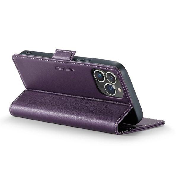 CASEME iPhone 14 Pro Plånboksfodral Konstläder RFID-Skydd Lila