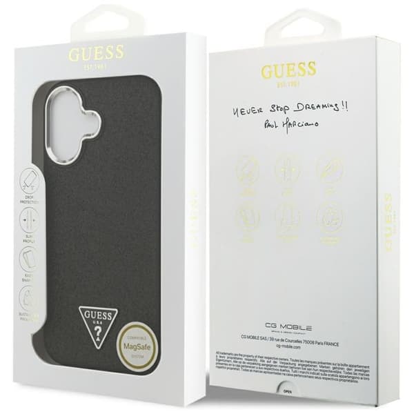 Guess Telefontaske til iPhone 17 MagSafe Glitter Triangle Logo - Sort Svart