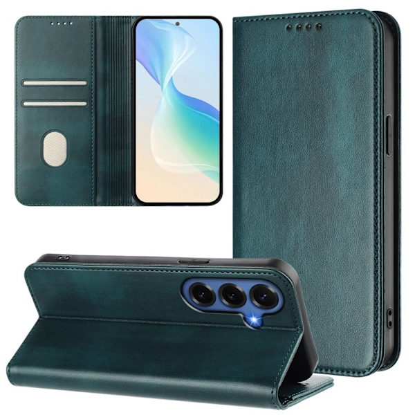 Samsung Galaxy S26+ Plånboksfodral Konstläder RFID Skydd - Grön