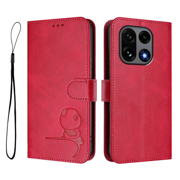 OnePlus 15 Konstläder Plånboksfodral Panda Imprint RFID-Skydd Rosa
