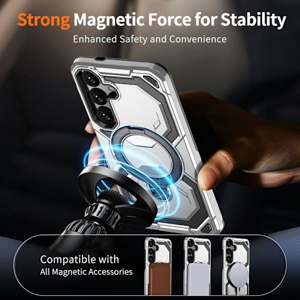 Mobilskal för Samsung Galaxy S26 Plus Magnetiskt Ring Kickstand PC + TPU - Grå