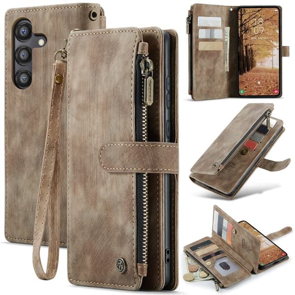 CASEME Konstläder Plånboksfodral för Samsung Galaxy A55 5G - Brun