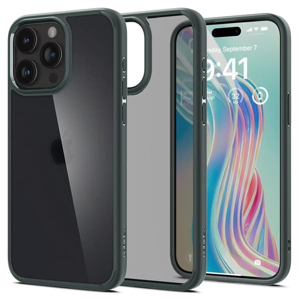 Spigen Mobilskal till iPhone 15 Pro Ultra Hybrid - Mörkgrön Grön