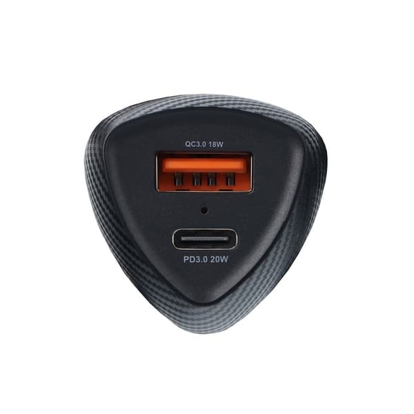 FORCELL biloplader USB-C 3.0 PD20W USB QC3.0 18W 5A sort Black