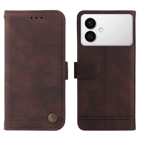 Samsung Galaxy S26 Edge Plånboksfodral Konstläder Ställ med Rem - Brun