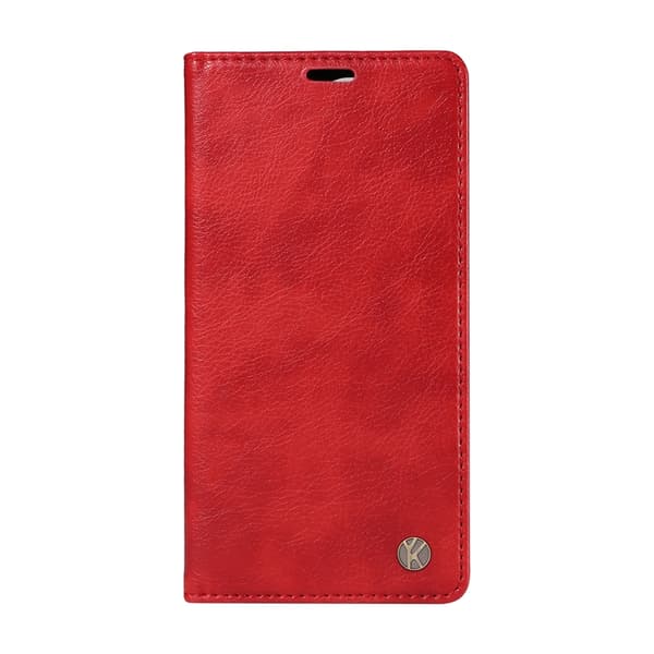YIKATU OnePlus 15 Plånboksfodral Litchi Closure Konstläder Röd