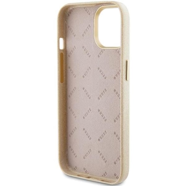 Guess iPhone 15 Mobilskal Glitter Glossy Script - Guld