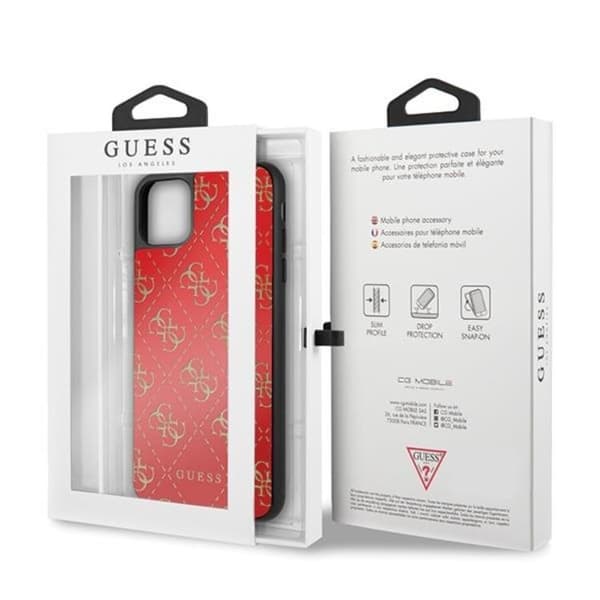 Guess 4G Double Layer Glitter Skal iPhone 11 Pro Max - Punainen Röd
