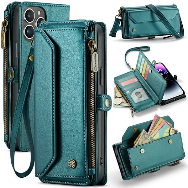 CASEME Plånboksfodral Konstläder för iPhone 14 Pro Max - Grön