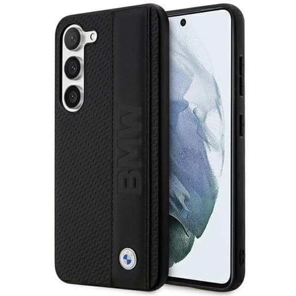 BMW Galaxy S23 Kuori Nahkaa Textured & Stripe - Musta Black