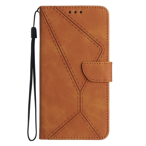 Sony Xperia 1 VII Plånboksfodral Skin Touch Lines Imprinted Brun