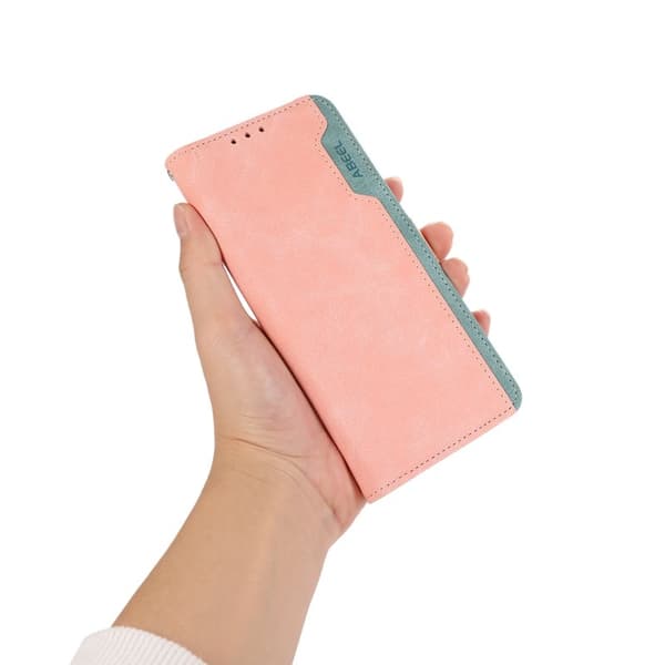 ABEEL Samsung Galaxy S25/S24 Plånboksfodral Konstläder RFID Skydd - Rosa