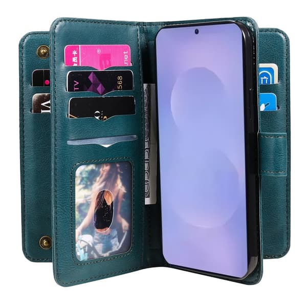 Samsung Galaxy S26 / S26 Pro Plånboksfodral Konstläder Ställ - Grön