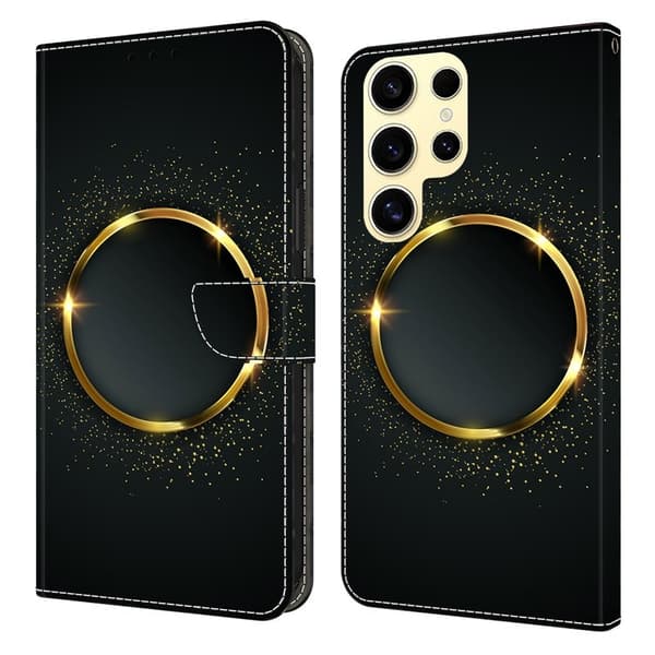 Samsung Galaxy S26 Ultra Plånboksfodral Konstläder Med Ställ - Guld Ring