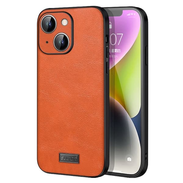 SULADA Mobilskal till iPhone 15 Plus PU Läder TPU PC Anti-drop Orange