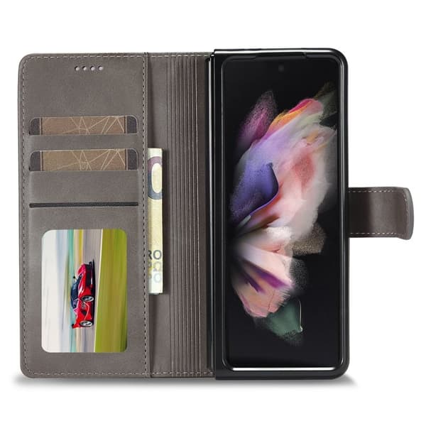LC.IMEEKE Plånboksfodral för Samsung Galaxy Z Fold3 5G - Konstläder - Grå
