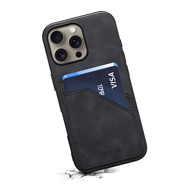 DENIOR Mobilskal till iPhone 16 Pro Max PU Läder + TPU + PC - Svart