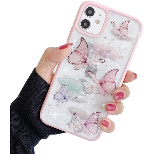 Bling Star Butterfly Skal till iPhone 12 Mini - Rosa Rosa