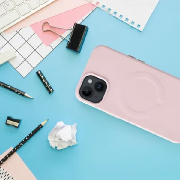 iPhone 15 Plus Mobilskal Magsafe Läder Roar - Rosa