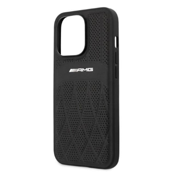 AMG iPhone 13 Pro/13 Mobilskal Läder Curved Lines - Svart Svart