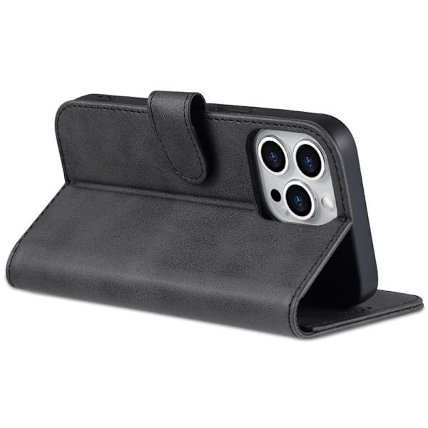 AZNS iPhone 14 Pro Plånboksfodral Konstläder - Stöttålig - Svart