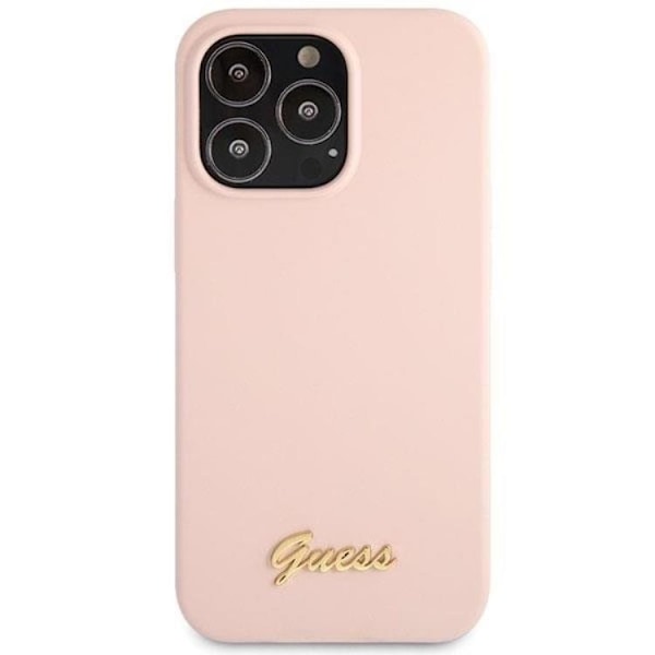 Guess iPhone 13 Pro Max Mobilskal Silicone Script Gold Logo - Ljusrosa