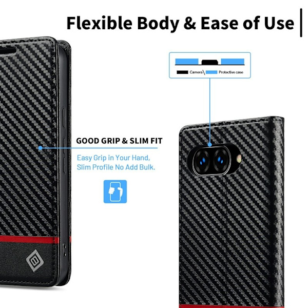 LC.IMEEKE Google Pixel 9a Konstläder Plånboksfodral - Kolfiber - Vit