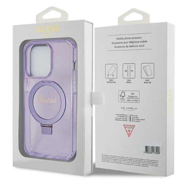 Guess Mobilskal till iPhone 13 Pro/13 Magsafe Script Glitter Lila