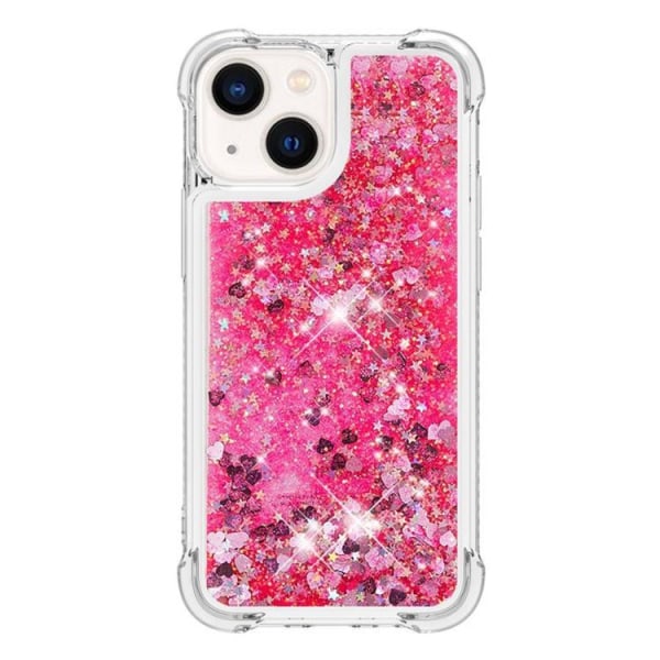 iPhone 14 Plus Cover Liquid Floating Glitter - Rosa