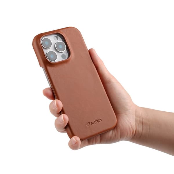 MELKCO Mobilskal till iPhone 16 Pro Max i äkta läder och PC - Brun