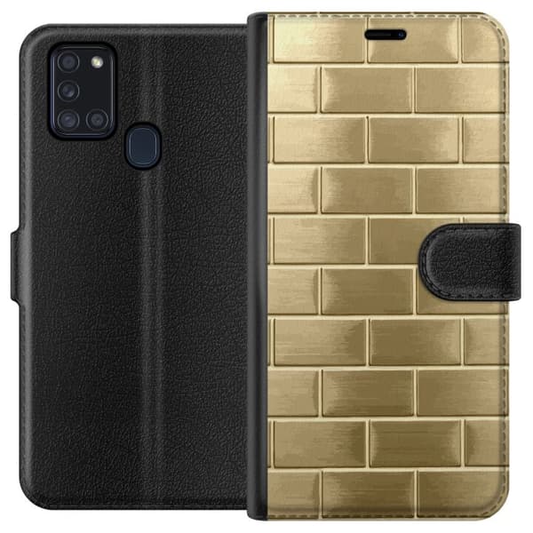 Plånboksfodral till Samsung Galaxy A21s med Gyllene Murstenar