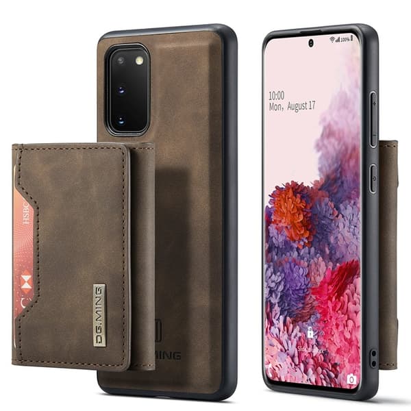 DG.MING Konstläder Plånboksfodral för Samsung Galaxy S20 5G - Brun
