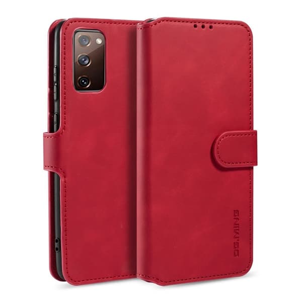 DG.MING Samsung Galaxy S20 FE Plånboksfodral Retro Konstläder Röd
