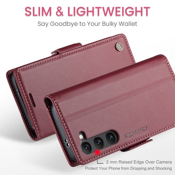 CASEME Plånboksfodral Konstläder för Samsung Galaxy S25+ - Röd