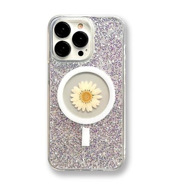 BOOM iPhone 13 Pro Max matkapuhelimen suojakuori Magsafe pudotuksenkestävä - valkoinen kukka