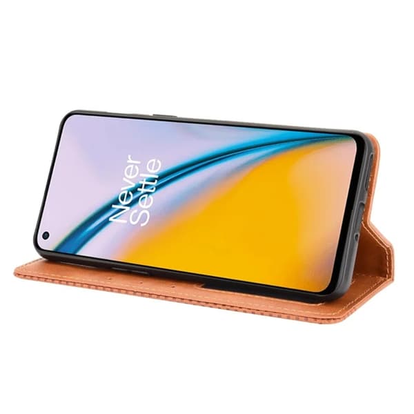 OnePlus Nord 2 5G Plånboksfodral Retro Style Flip Stativ Brun
