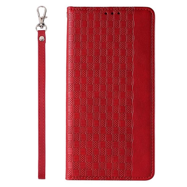 iPhone 13 Pro Plånboksfodral Magnet Strap - Röd