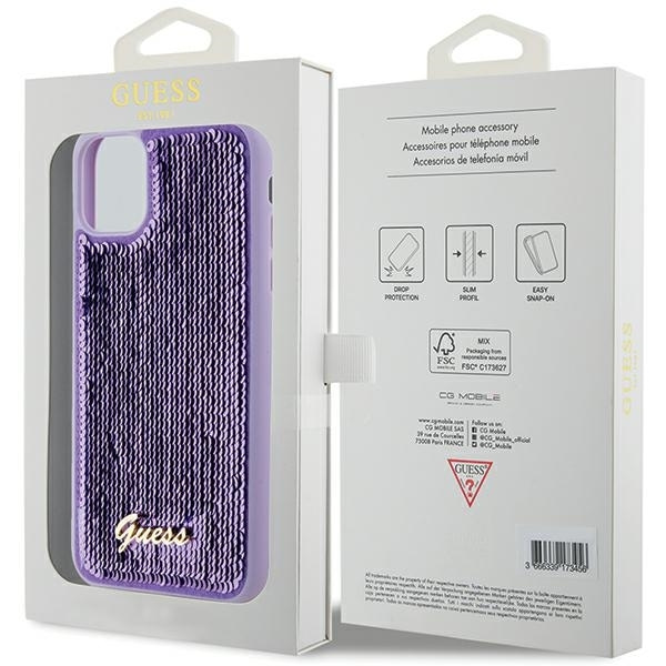 Guess Mobilskal till iPhone 11 / Xr MagSafe Sequin Script Metal - Lila