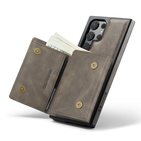 DG.MING M6 Series Konstläder Plånboksfodral för Samsung Galaxy S25 Ultra - Brun