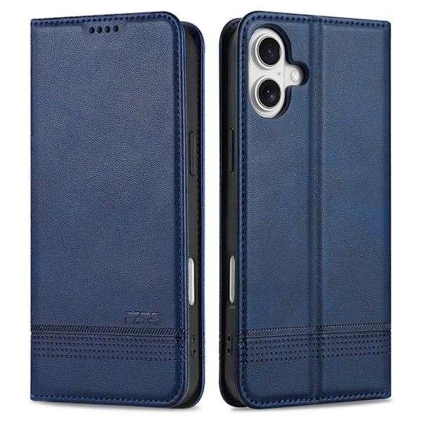 AZNS iPhone 16 Plus Plånboksfodral Konstläder - Blå