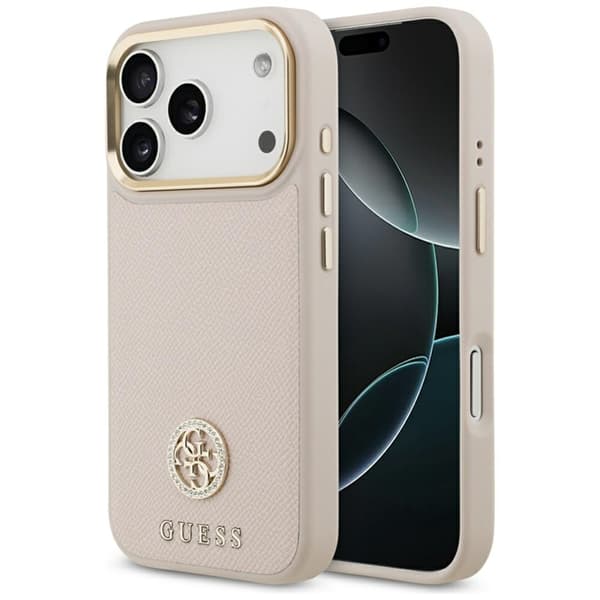 Guess Mobilskal till iPhone 17 Pro Max Magsafe Grained Strass Logo - Rosa Rosa