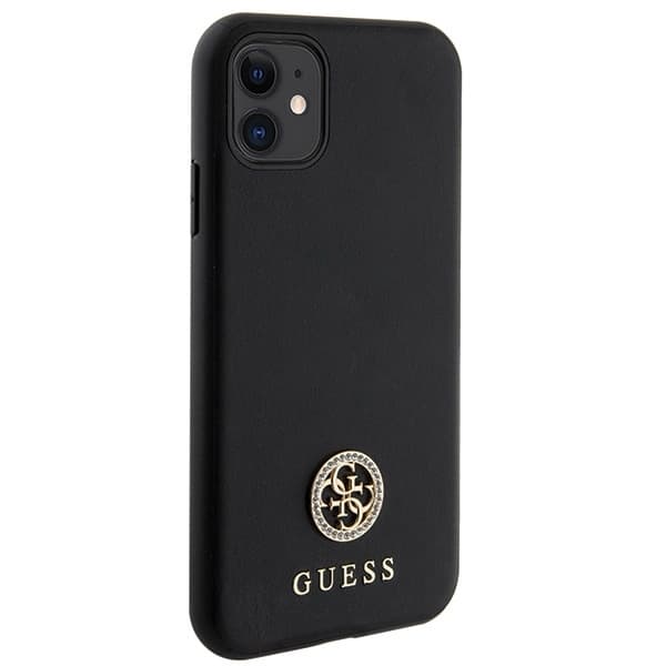 Guess Telefontaske til iPhone 11/Xr MagSafe Rhinestone Metal Logo - Sort